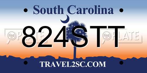 824STT South Carolina License Plate