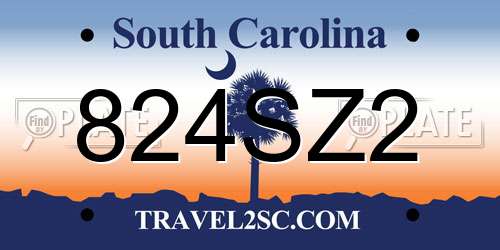 824SZ2 South Carolina License Plate