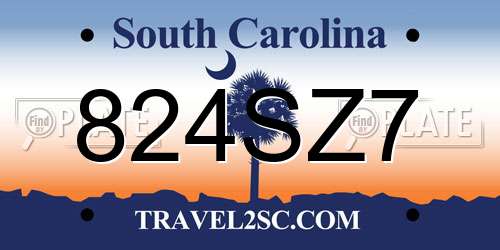 824SZ7 South Carolina License Plate