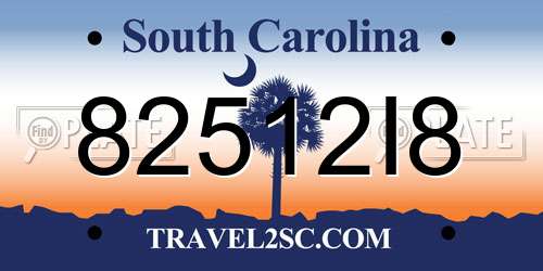 82512I8 South Carolina License Plate