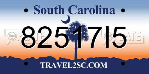 82517I5 South Carolina License Plate