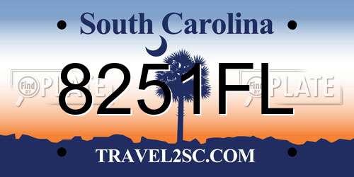 8251FL South Carolina License Plate