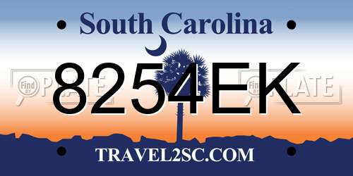 8254EK South Carolina License Plate