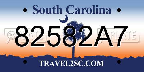 82582A7 South Carolina License Plate