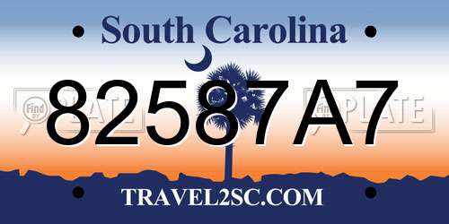 82587A7 South Carolina License Plate