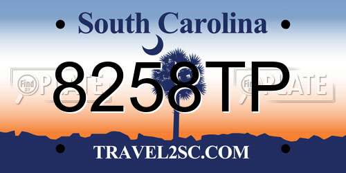 8258TP South Carolina License Plate
