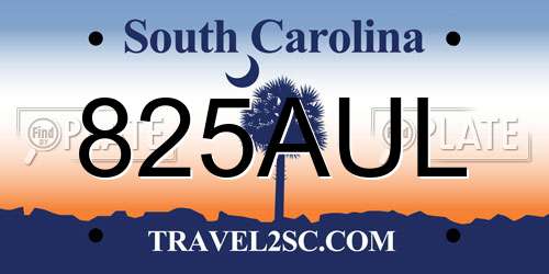 825AUL South Carolina License Plate