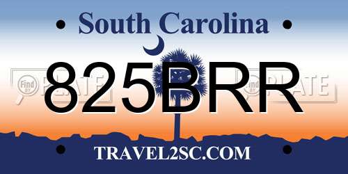 825BRR South Carolina License Plate