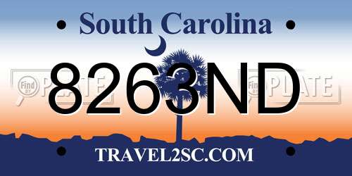 8263ND South Carolina License Plate