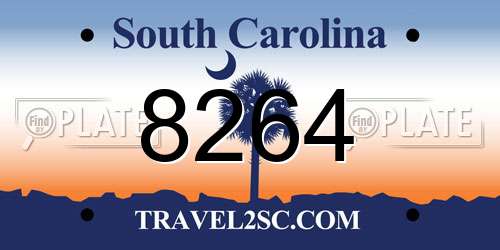 8264 South Carolina License Plate