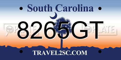 8265GT South Carolina License Plate