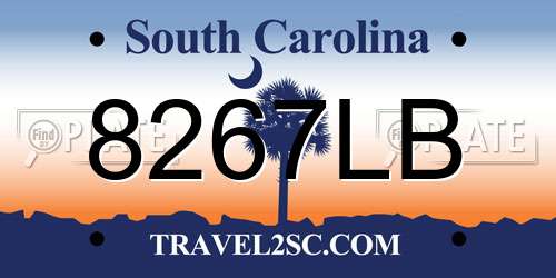 8267LB South Carolina License Plate