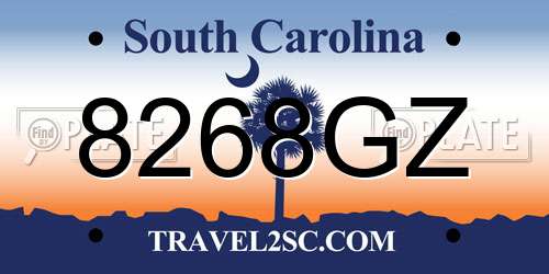 8268GZ South Carolina License Plate