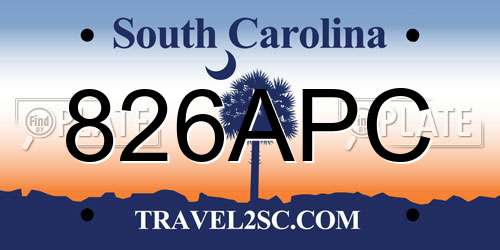 826APC South Carolina License Plate