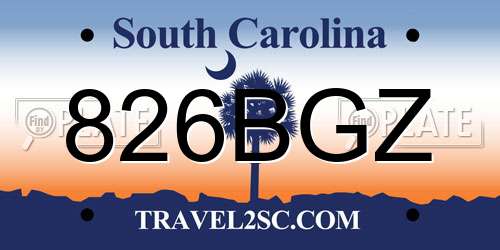 826BGZ South Carolina License Plate