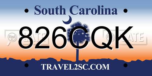 826CQK South Carolina License Plate