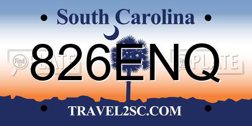826ENQ South Carolina License Plate