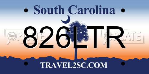 826LTR South Carolina License Plate