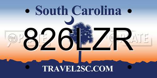 826LZR South Carolina License Plate