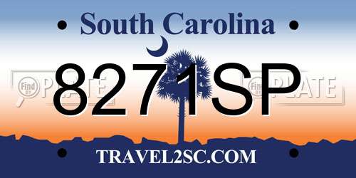 8271SP South Carolina License Plate