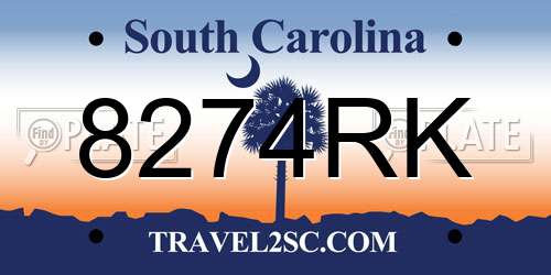 8274RK South Carolina License Plate