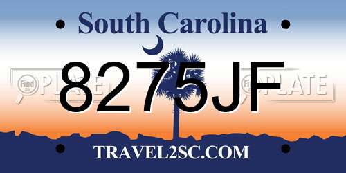8275JF South Carolina License Plate