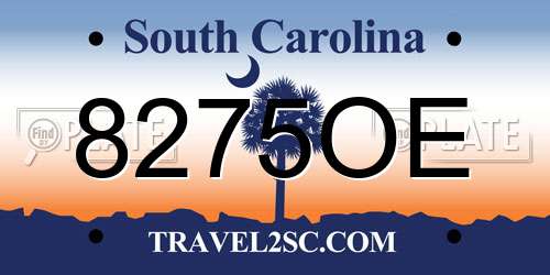 8275OE South Carolina License Plate
