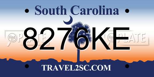 8276KE South Carolina License Plate