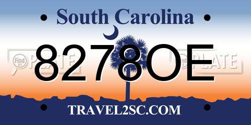 8278OE South Carolina License Plate