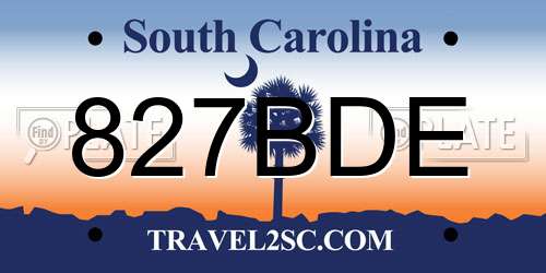 827BDE South Carolina License Plate