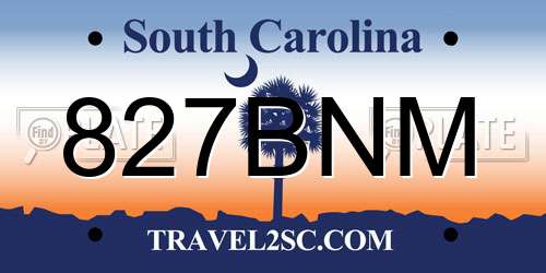 827BNM South Carolina License Plate