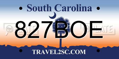 827BOE South Carolina License Plate