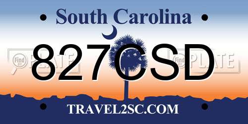 827CSD South Carolina License Plate