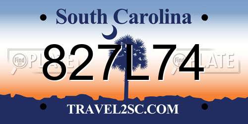 827L74 South Carolina License Plate