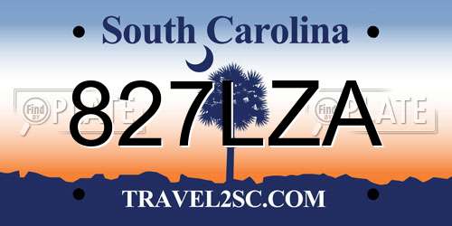 827LZA South Carolina License Plate