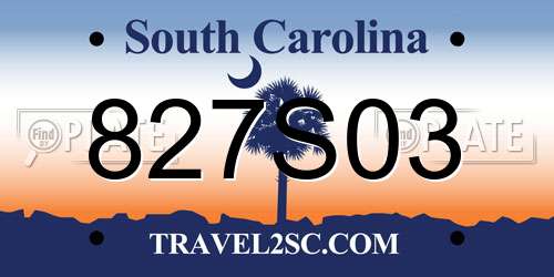 827S03 South Carolina License Plate
