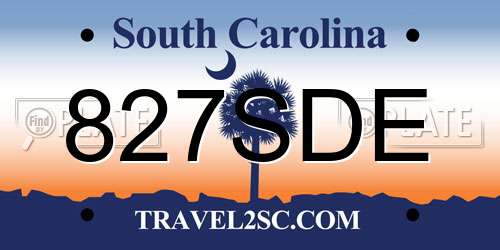 827SDE South Carolina License Plate