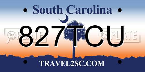 827TCU South Carolina License Plate