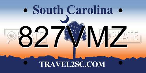 827VMZ South Carolina License Plate