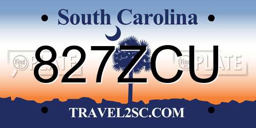 827ZCU South Carolina License Plate
