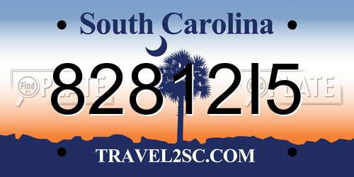 82812I5 South Carolina License Plate