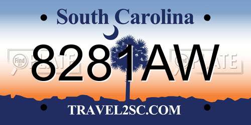 8281AW South Carolina License Plate