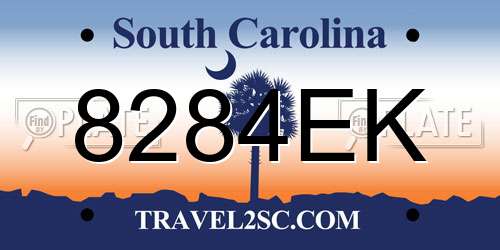 8284EK South Carolina License Plate