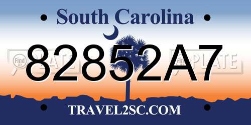 82852A7 South Carolina License Plate