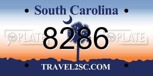 8286 South Carolina License Plate