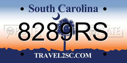 8289RS South Carolina License Plate
