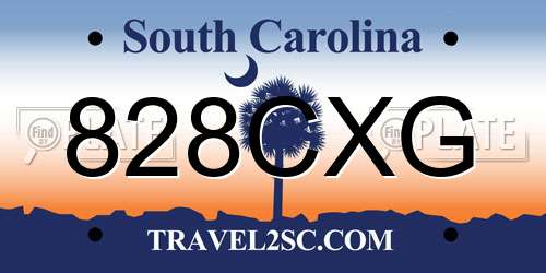 828CXG South Carolina License Plate