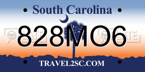 828MO6 South Carolina License Plate