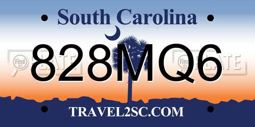 828MQ6 South Carolina License Plate
