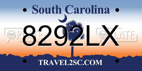 8292LX South Carolina License Plate